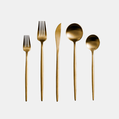 Ensemble de Couverts de Table en Acier Inoxydable – Design Minimaliste 20 Pièces Couverts Electro Paris Or mat