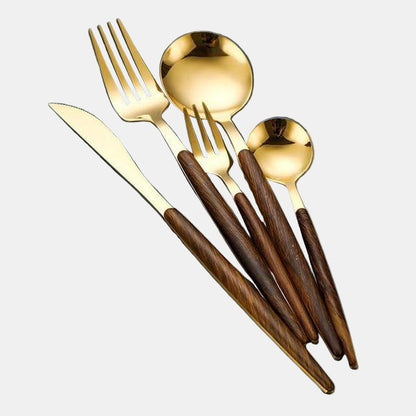 Ensemble de Couverts en Bois Ergonomiques – Design Élégant pour Table Ensembles de couverts Electro Paris Or 6 Ensembles 30 Pièces