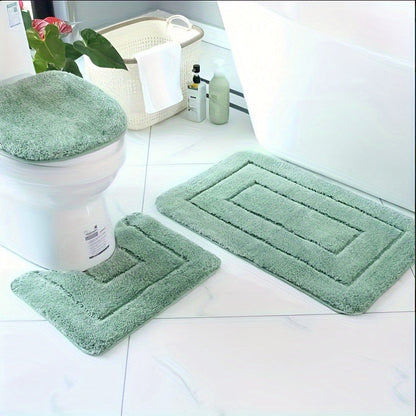 Lot de 3 tapis de bain antidérapants ultra-doux pour une salle de bain sûre et confortable Tapis et paillassons de salle de bain Electro Paris Vert