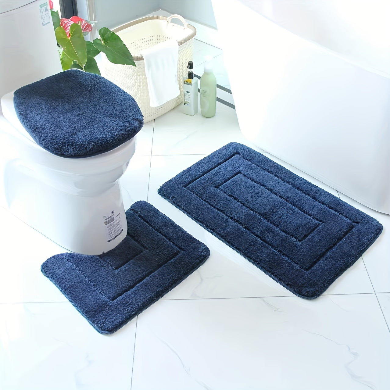 Lot de 3 tapis de bain antidérapants ultra-doux pour une salle de bain sûre et confortable Tapis et paillassons de salle de bain Electro Paris