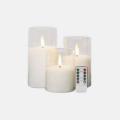 Ensemble de 3 Fausse Bougie LED avec Télécommande – Ambiance pour Fêtes Bougies LED Electro Paris Ensemble blanc avec trois bandes pour télécommande