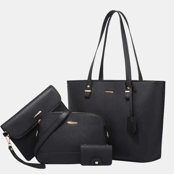 Ensemble de Sacs en Cuir 3 Pièces – Sac à Main et Bandoulière Electro Paris Noir