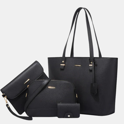 Ensemble de Sacs en Cuir 3 Pièces – Sac à Main et Bandoulière Electro Paris Noir