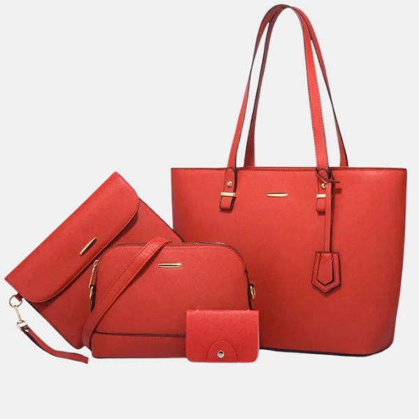 Ensemble de Sacs en Cuir 3 Pièces – Sac à Main et Bandoulière Electro Paris Rouge