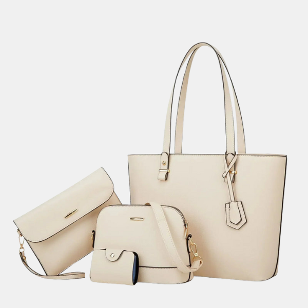 Ensemble de Sacs en Cuir 3 Pièces – Sac à Main et Bandoulière Electro Paris Blanc