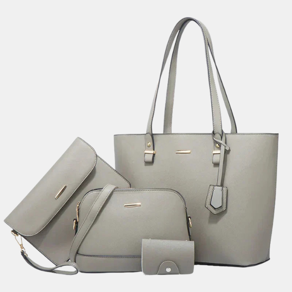 Ensemble de Sacs en Cuir 3 Pièces – Sac à Main et Bandoulière Electro Paris Gris