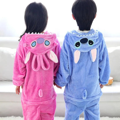 Onesie Enfant Stitch En Flanelle Douce Avec Capuche Et Détails Amusants Costumes Electro Paris