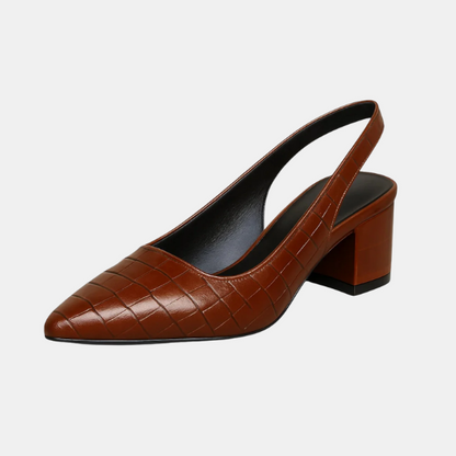 Escarpins à Talons Orthopédiques pour Femmes – Chaussures Confortables à Talon Bloc Finition Croco Chaussures orthopédiques Electro Paris Marron foncé 36