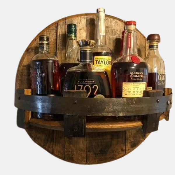 Étagère Bar Rustique en Bois – Design Fût de Whisky Electro Paris