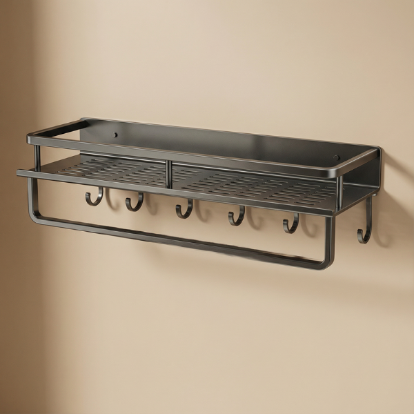 Étagère Murale de Cuisine – Métal Noir Moderne Kitchenware Electro Paris 50 cm avec porte