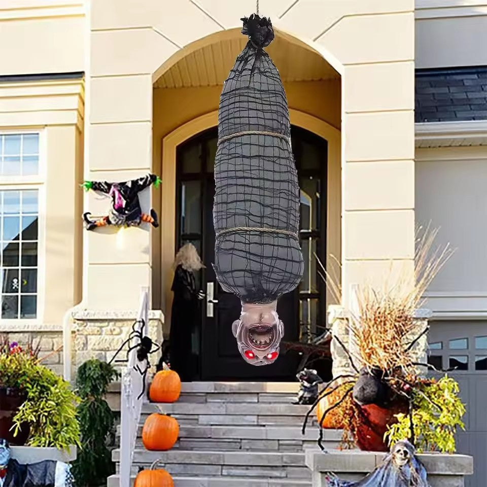 Décoration de Fantôme Animé Suspendu – Accessoire d'Halloween avec Yeux Lumineux et Son Décorations d'Halloween Electro Paris