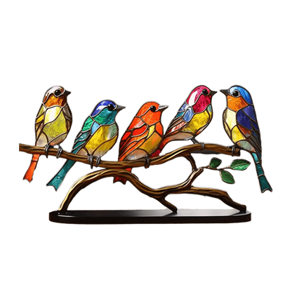 Décoration Sculpture d’Oiseaux Colorés en Verre Imitation Vitrail – Pièce Artistique Lumineuse pour Intérieur Sculpture Electro Paris