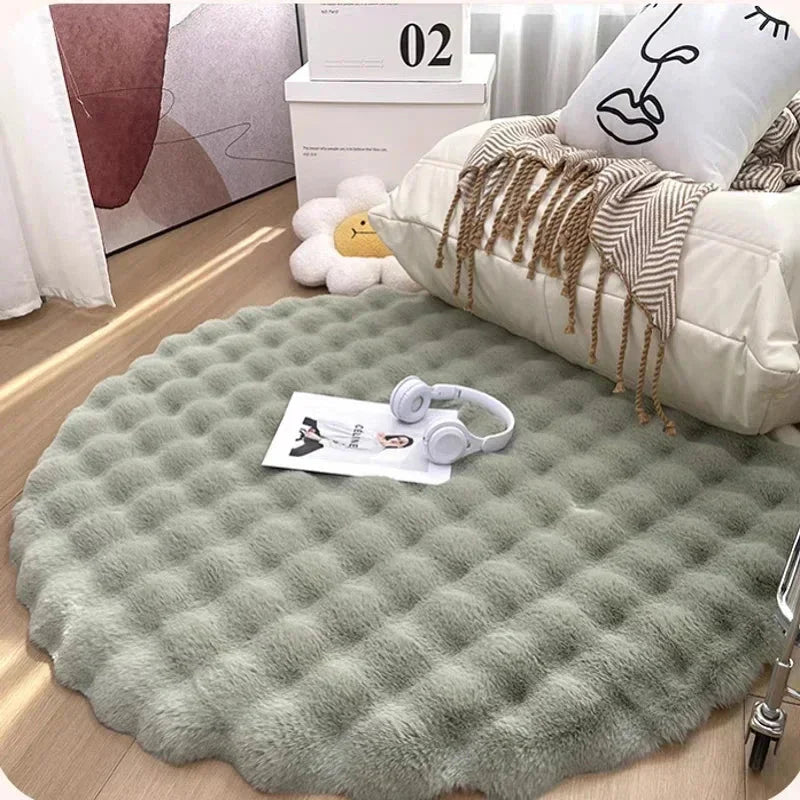 Tapis Doux Rond Nordique Moelleux et Ultra Doux Rugs Electro Paris Vert sauge 60X60CM