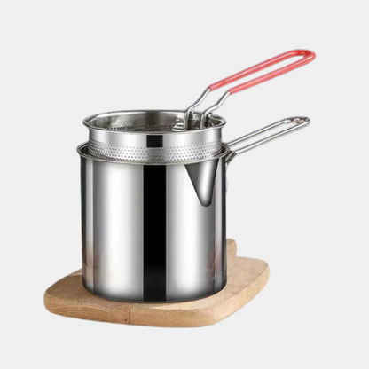 Friteuse en Acier Inoxydable avec Égouttoir – Pot de 1200ml avec Thermomètre pour Cuisine Petits appareils de cuisine Electro Paris