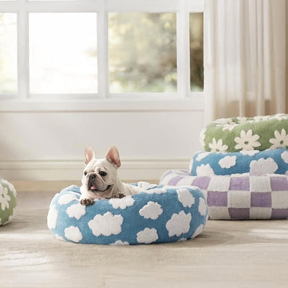 Panier Orthopédique pour Animaux avec Motif Floral Élégant à Damier Pet Beds & Cushions Electro Paris