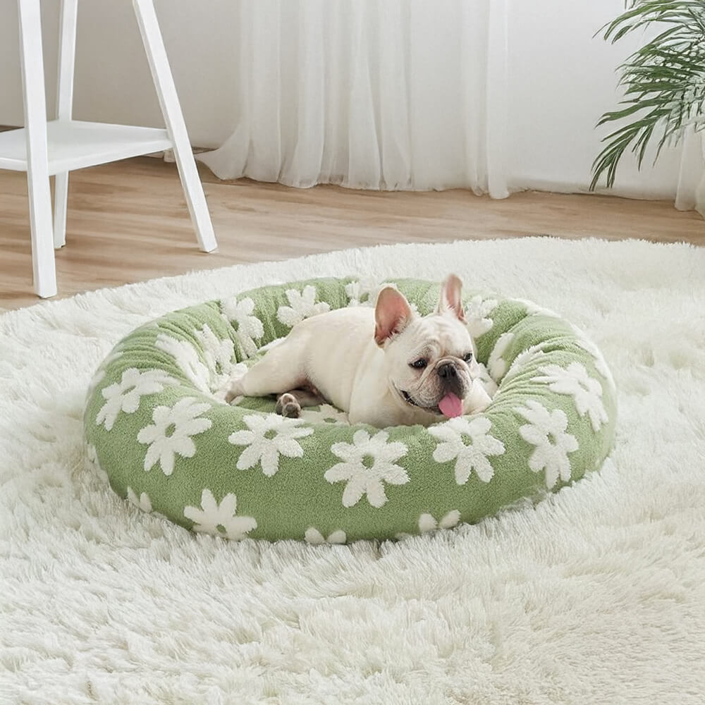 Panier Orthopédique pour Animaux avec Motif Floral Élégant à Damier Pet Beds & Cushions Electro Paris Vert S