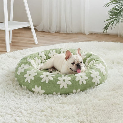 Panier Orthopédique pour Animaux avec Motif Floral Élégant à Damier Pet Beds & Cushions Electro Paris Vert S