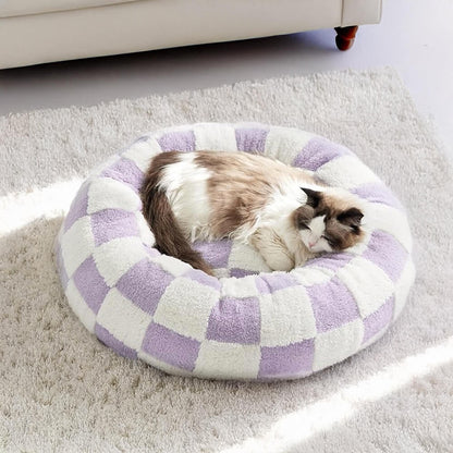Panier Orthopédique pour Animaux avec Motif Floral Élégant à Damier Pet Beds & Cushions Electro Paris Violette S