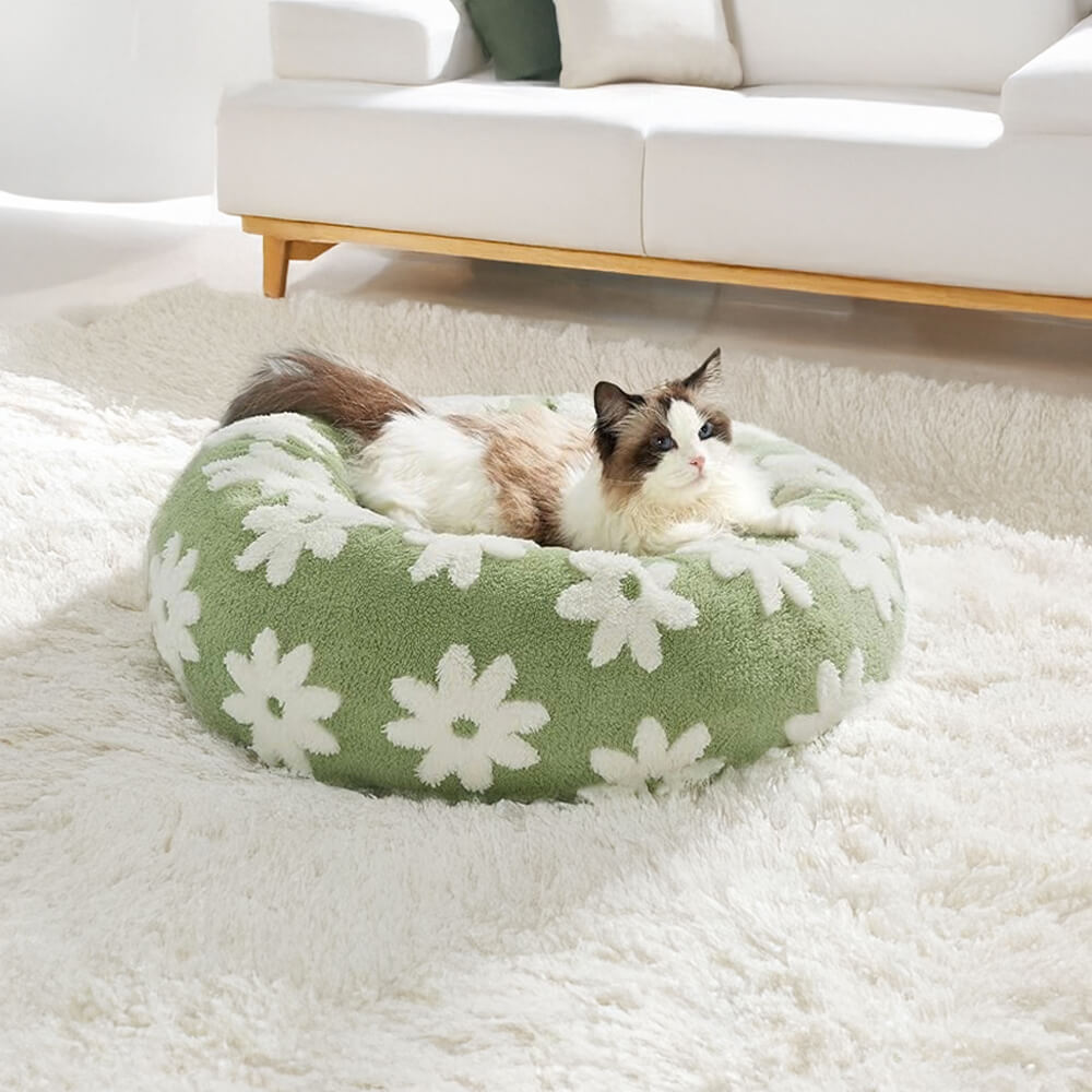 Panier Orthopédique pour Animaux avec Motif Floral Élégant à Damier Pet Beds & Cushions Electro Paris