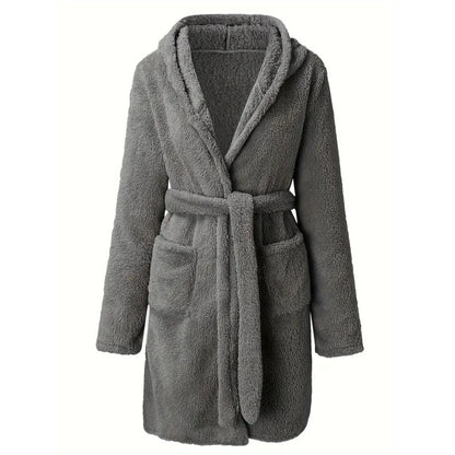 Peignoir d’Hiver en Peluche à Capuche – Confort Luxueux et Chaleur Douillette pour Homme Bath robe Electro Paris Gris S