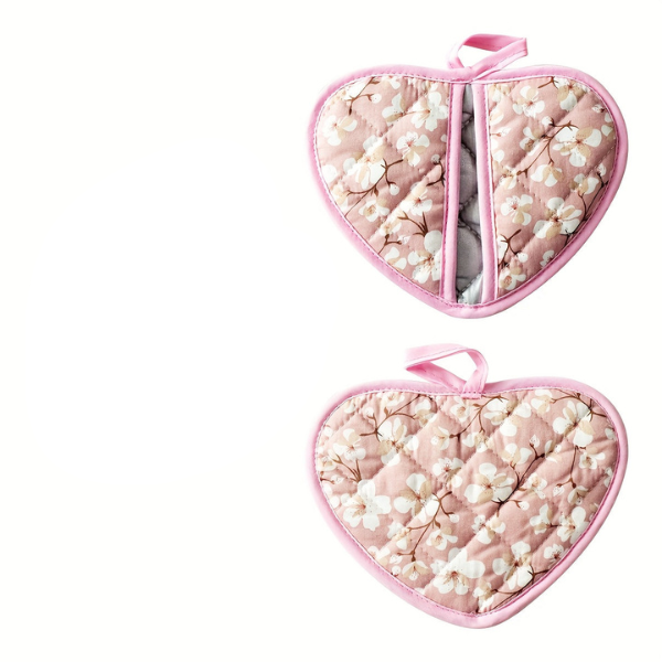 Gants de Cuisine Cœur – Protection Thermique Douce et Pratique Oven Mitts & Pot Holders Electro Paris Rose - 2 pcs/ensemble