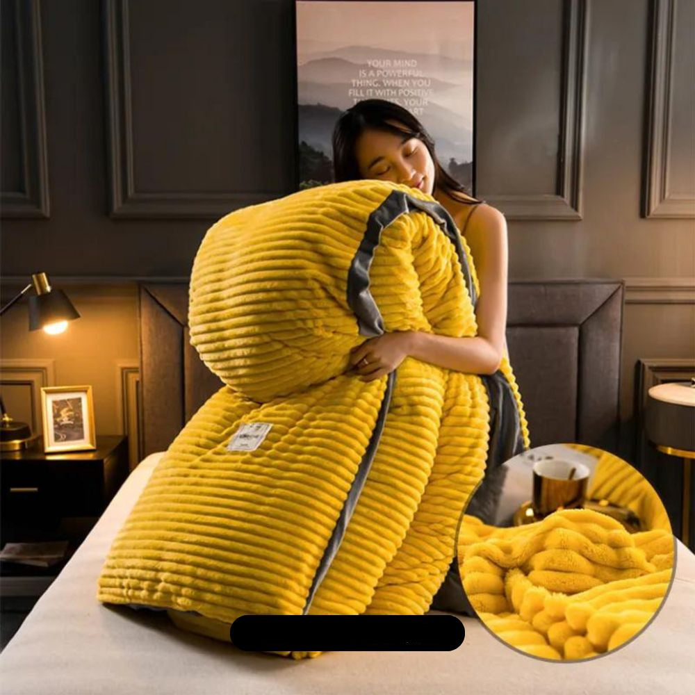 Parure de Lit Plush Ultra-Douce avec Housse de Couette – Confort et Chaleur Bedsheet Electro Paris Jaune 150x200cm inkl. 2 Taies d'oreille