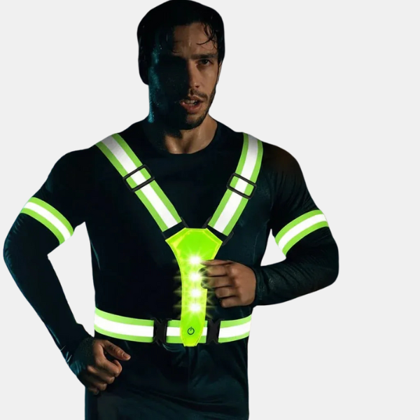 Gilet Lumineux Rechargeable pour Activités de Nuit Electro Paris Nouveau Set Vert
