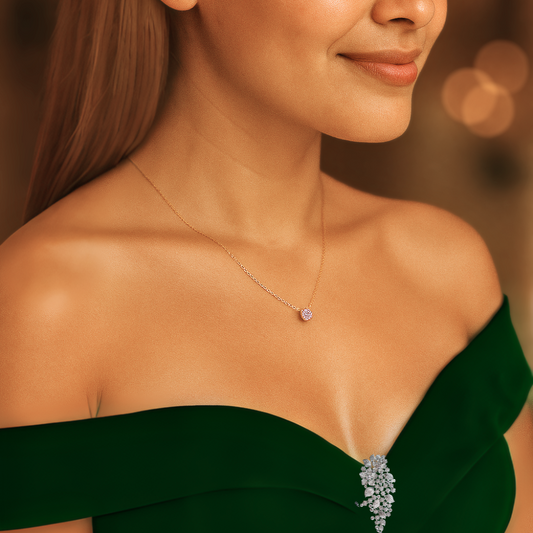 Collier Élégant en Argent Sterling avec Pendentif en Zirkonia Jewelry Necklace Round Electro Paris