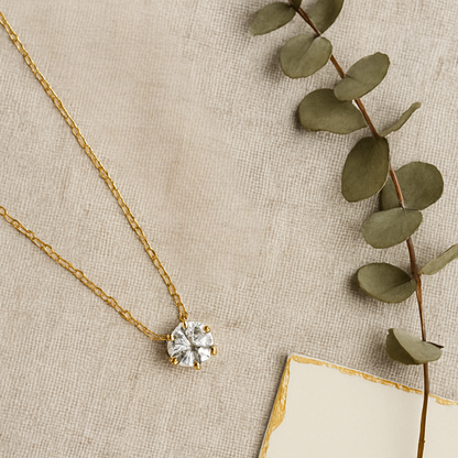 Collier Élégant en Argent Sterling avec Pendentif en Zirkonia Jewelry Necklace Round Electro Paris