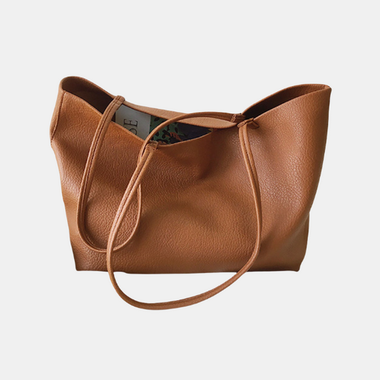Grand Sac Fourre-Tout pour Femme – Sac d'Épaule en Cuir PU pour le Travail et le Voyage Sacs fourre-tout Electro Paris Marron