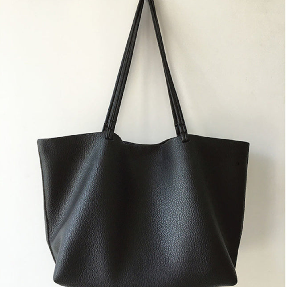 Grand Sac Fourre-Tout pour Femme – Sac d'Épaule en Cuir PU pour le Travail et le Voyage Sacs fourre-tout Electro Paris Noir