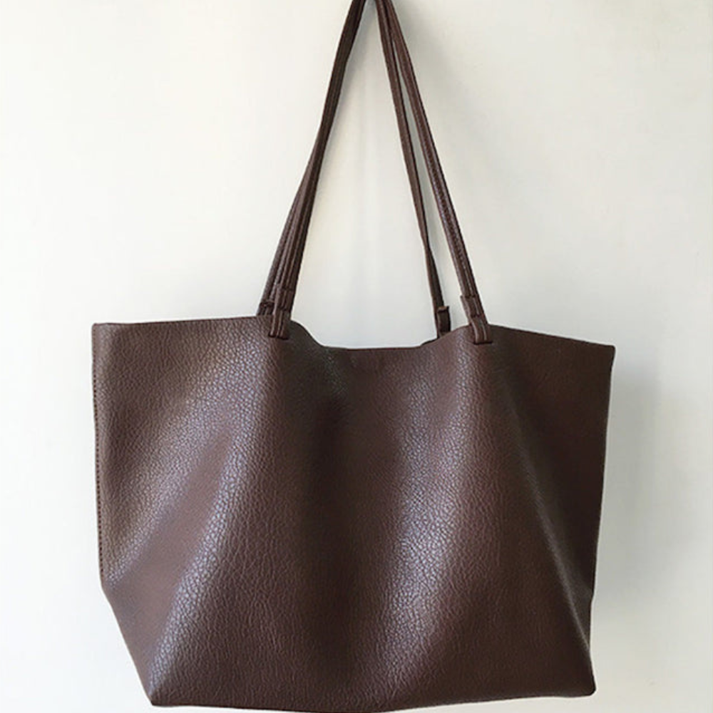 Grand Sac Fourre-Tout pour Femme – Sac d'Épaule en Cuir PU pour le Travail et le Voyage Sacs fourre-tout Electro Paris Café