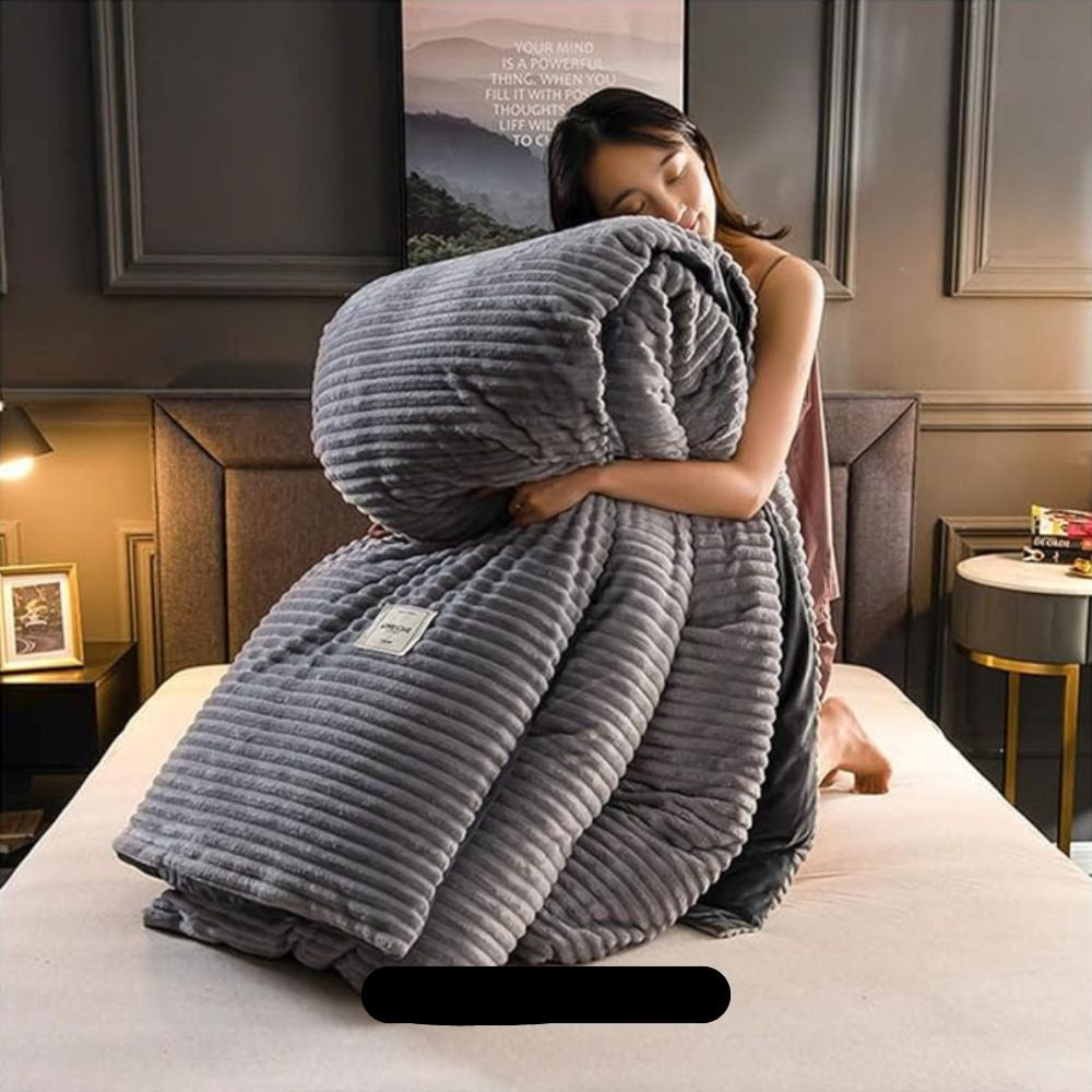 Parure de Lit Plush Ultra-Douce avec Housse de Couette – Confort et Chaleur Bedsheet Electro Paris Gris 150x200cm inkl. 2 Taies d'oreille