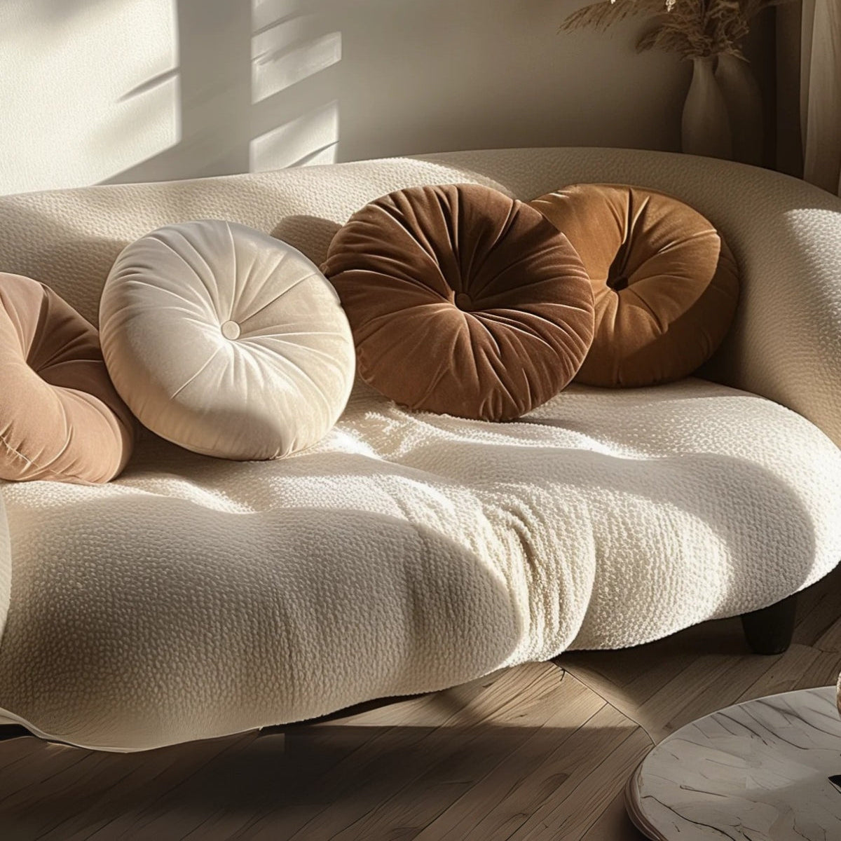 Coussin Rond en Velours Luxueux – Décoration Élégante et Confort Douillet pour Canapés et Lits Pillow Electro Paris