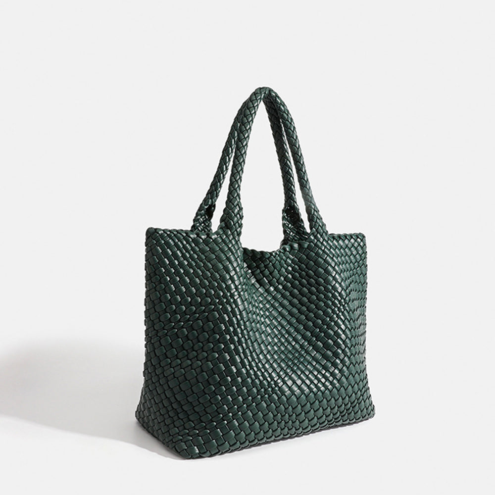 Sac Fourre-Tout Tissé Luxe Elara En Cuir Végétal Pour Style Élégant Et Voyage Quotidien Women's bag Electro Paris Vert