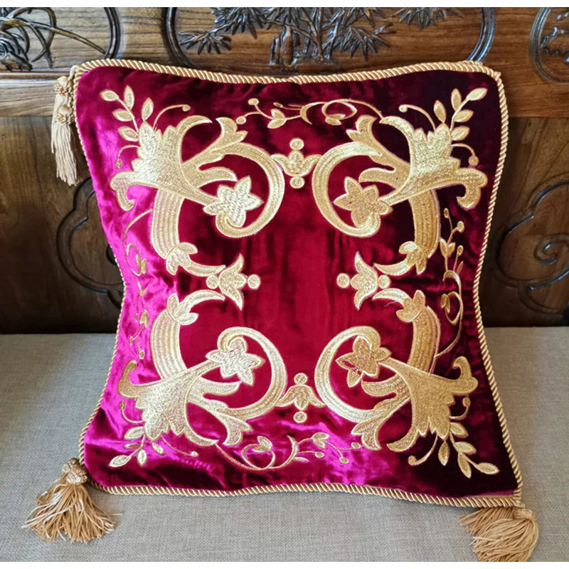 Taie D’oreiller En Velours Brodé Avec Motif Floral Pour Décoration Élégante Et Confort Pillow cover Electro Paris