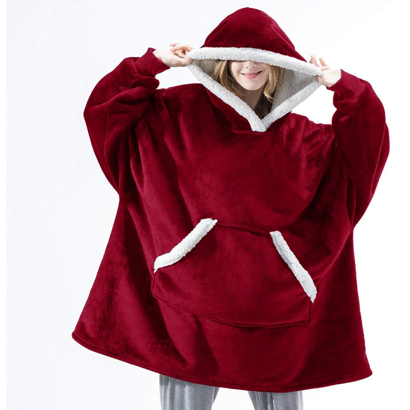 Couverture À Capuche Ultra Douce En Polaire Et Laine Pour Confort Et Chaleur À La Maison Black Friday Deal Loungewear Electro Paris Rouge