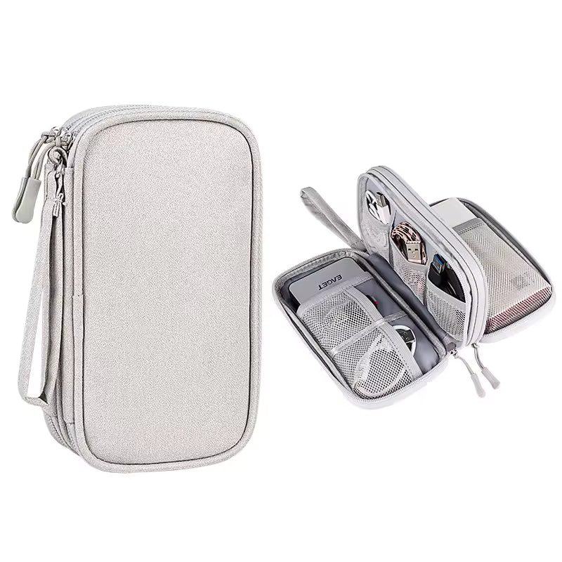 Organisateur De Câbles De Voyage Compact Pour Accessoires Numériques Et Déplacements Quotidiens Travel pouch Electro Paris Gris clair