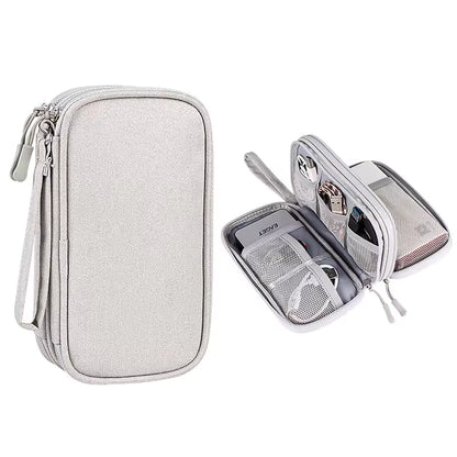 Organisateur De Câbles De Voyage Compact Pour Accessoires Numériques Et Déplacements Quotidiens Travel pouch Electro Paris Gris clair