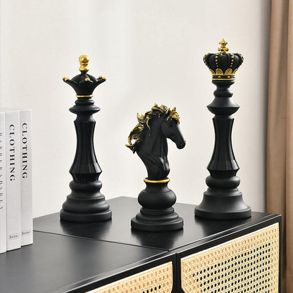 Décoration – Pièces d'Échecs Décoratives en Polyrésine Noir et Or Élégantes Figurines décoratives Electro Paris