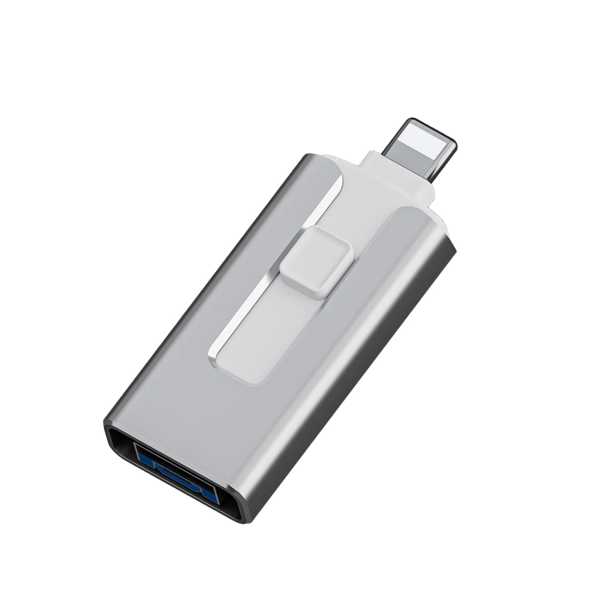 Clé USB 4-en-1 avec USB, USB-C, Lightning et Micro-USB – Transfert Rapide et Compact Clés USB Electro Paris Argent 128 Go