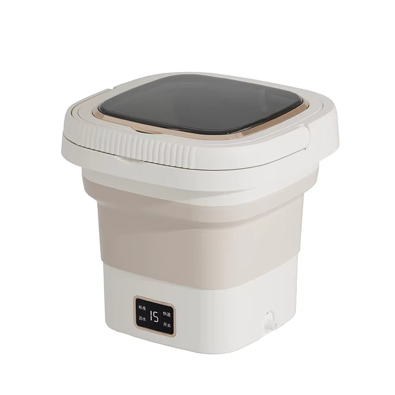 Mini Lave-Linge Portable Pliable Pour Voyages, Petits Espaces Et Lavage Rapide Économique En Eau Et Énergie washing machine Electro Paris 10L Beige
