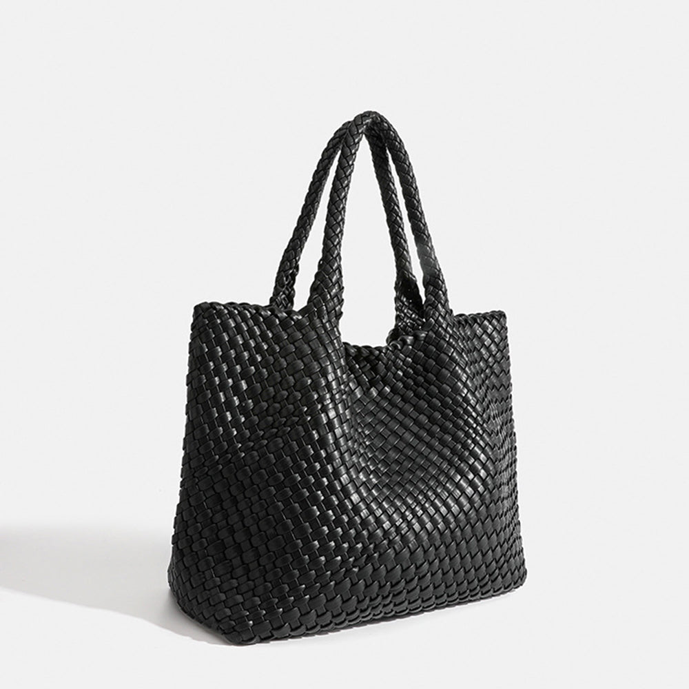 Sac Fourre-Tout Tissé Luxe Elara En Cuir Végétal Pour Style Élégant Et Voyage Quotidien Women's bag Electro Paris Noir