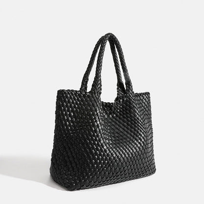 Sac Fourre-Tout Tissé Luxe Elara En Cuir Végétal Pour Style Élégant Et Voyage Quotidien Women's bag Electro Paris Noir