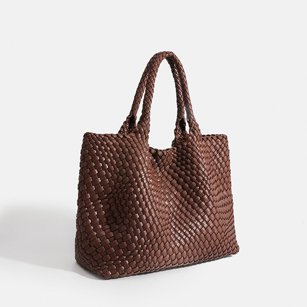 Sac Fourre-Tout Tissé Luxe Elara En Cuir Végétal Pour Style Élégant Et Voyage Quotidien Women's bag Electro Paris Café