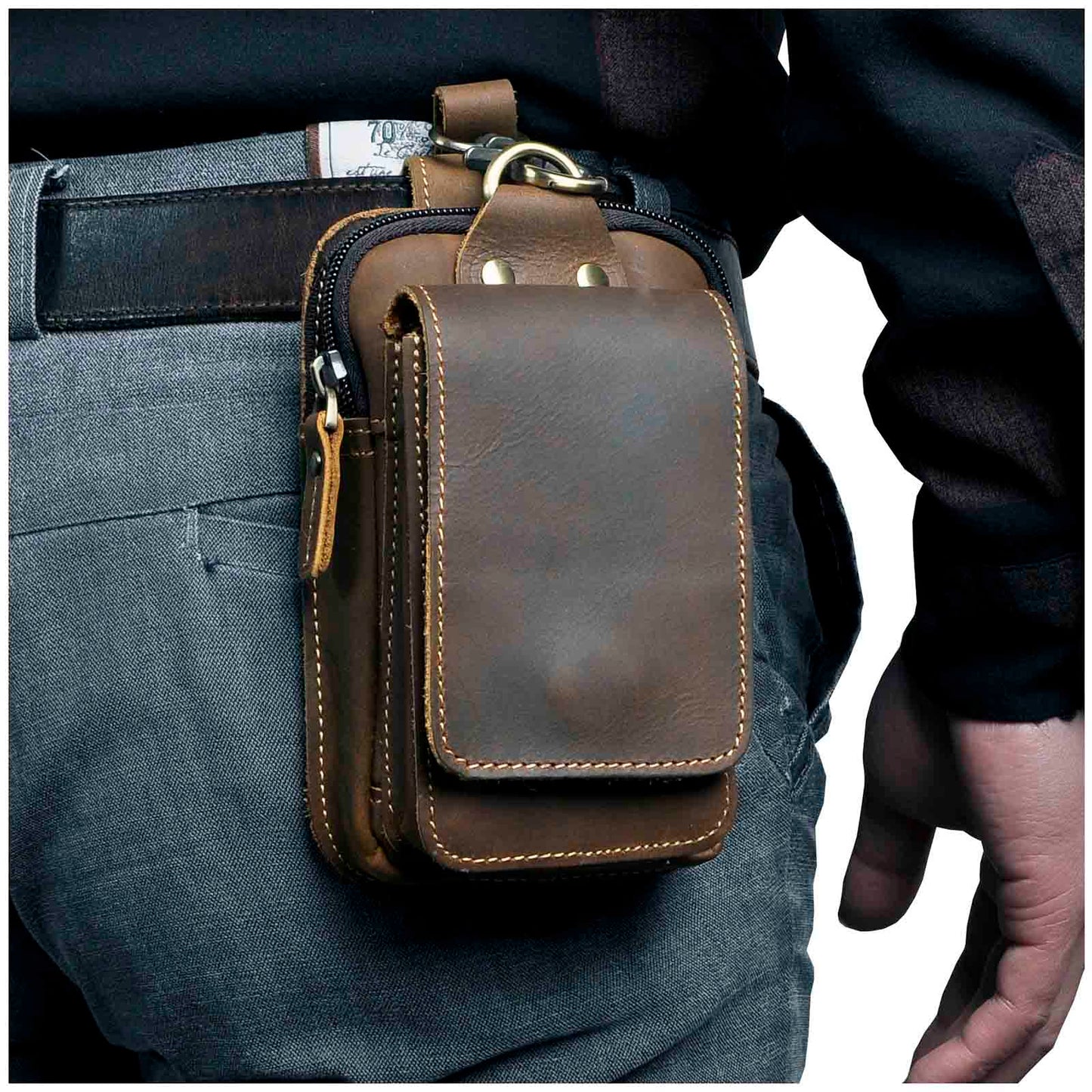 Sac Ceinture En Cuir Pour Homme Avec Poches Sécurisées Et Protection Contre Les Rayonnements Wallet Electro Paris
