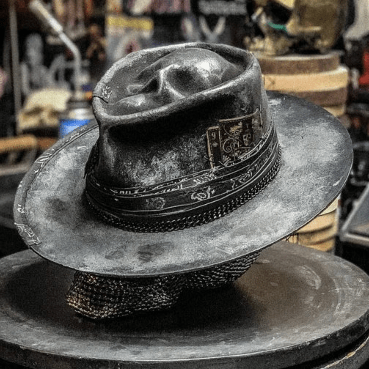 Chapeau De Cowboy En Laine Fait Main Avec Motif Crâne Black Friday Deal Cowboy hat men Electro Paris