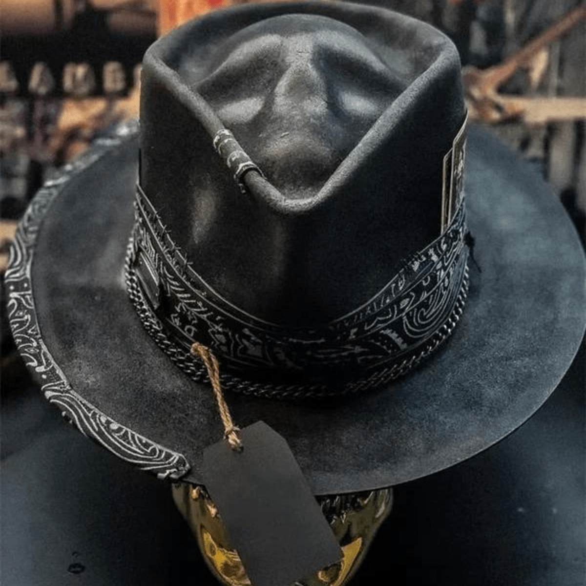 Chapeau De Cowboy En Laine Fait Main Avec Motif Crâne Black Friday Deal Cowboy hat men Electro Paris