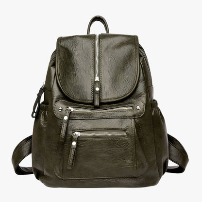 Sac à Dos En Cuir Vintage Pour Femmes – Élégant, Confortable et Spacieux Pour Tous Les Jours Backpack Women Electro Paris Vert