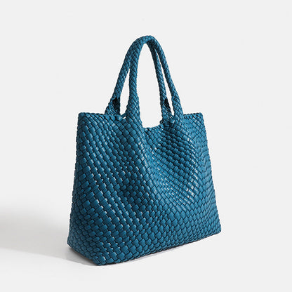 Sac Fourre-Tout Tissé Luxe Elara En Cuir Végétal Pour Style Élégant Et Voyage Quotidien Women's bag Electro Paris Bleu